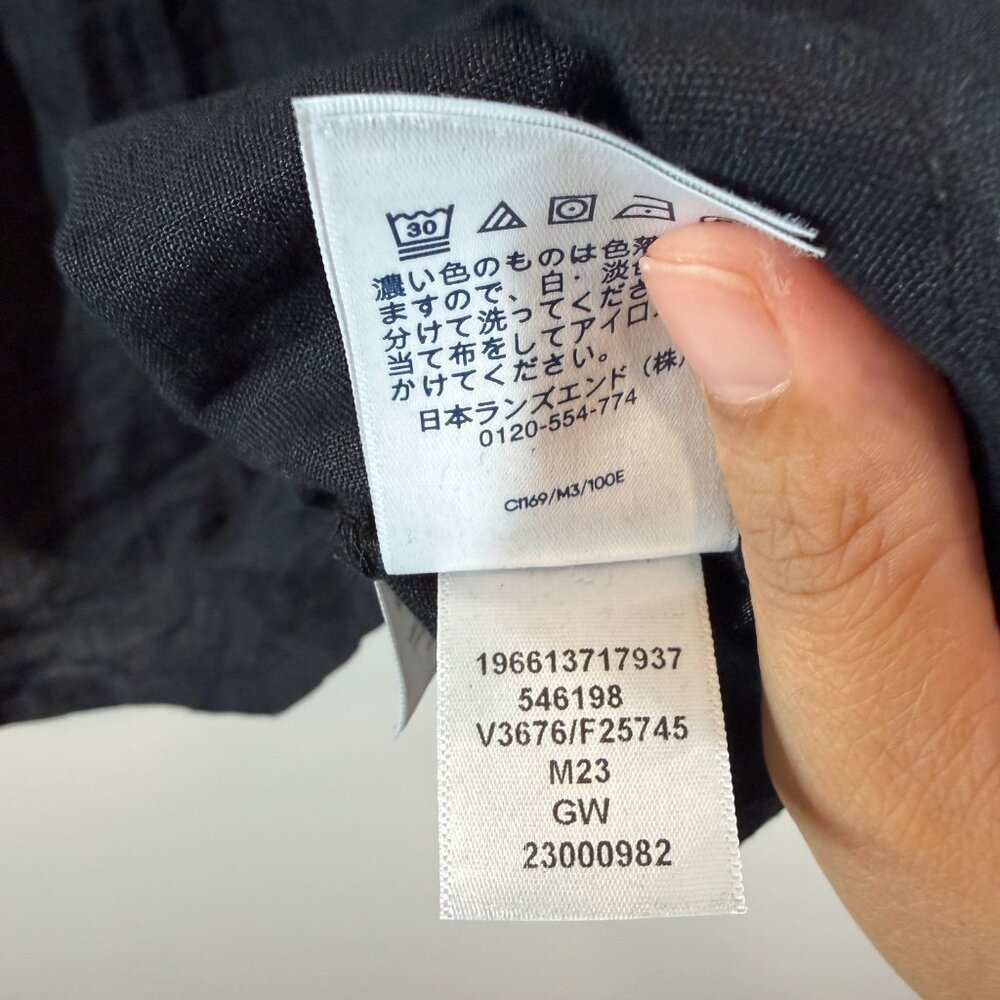Lands’ End 100% Linen Sleeveless Top Black Size L 14-16 | V-Neck Summer Blouse - Picture 4 of 9